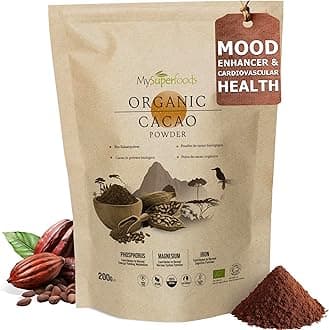 Organic Cacao/Cocoa Powder 200g | Pure & Unsweetened | Mood Enhancer & Cardiovascular Health | Natural Source of Magnesium | Perfect for Smoothies, Baking & Hot Chocolate | Non-Alkalised, Vegan