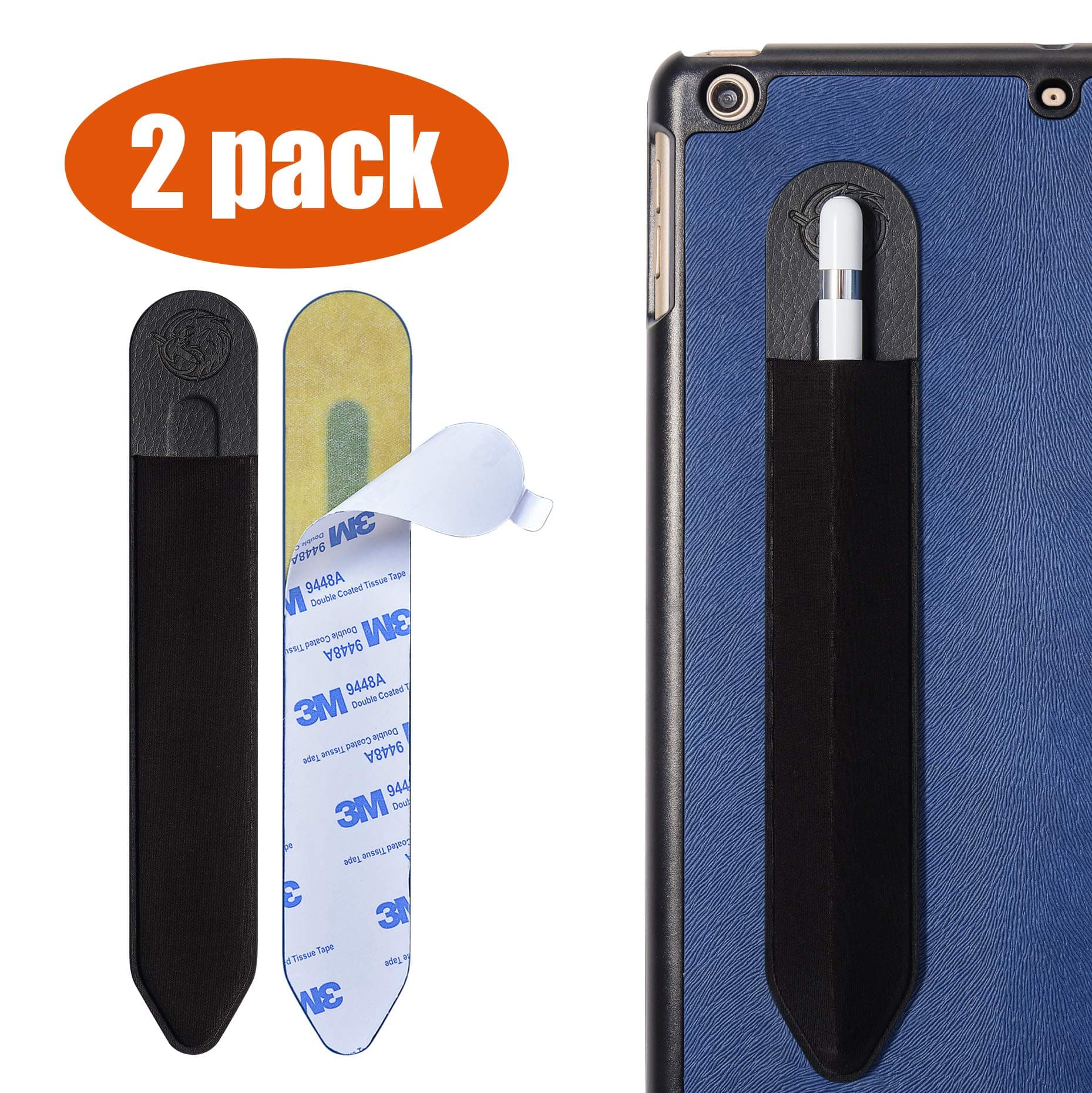 Replacement for Apple iPad Pencil Holder Sticker Stylus Sleeve Elastic Pocket 1st 2nd Gen Pencil Case Compatible with iPad Pro 12.9/11 / 10.5/9.7 inch Mini 5 (2 Pack Black)