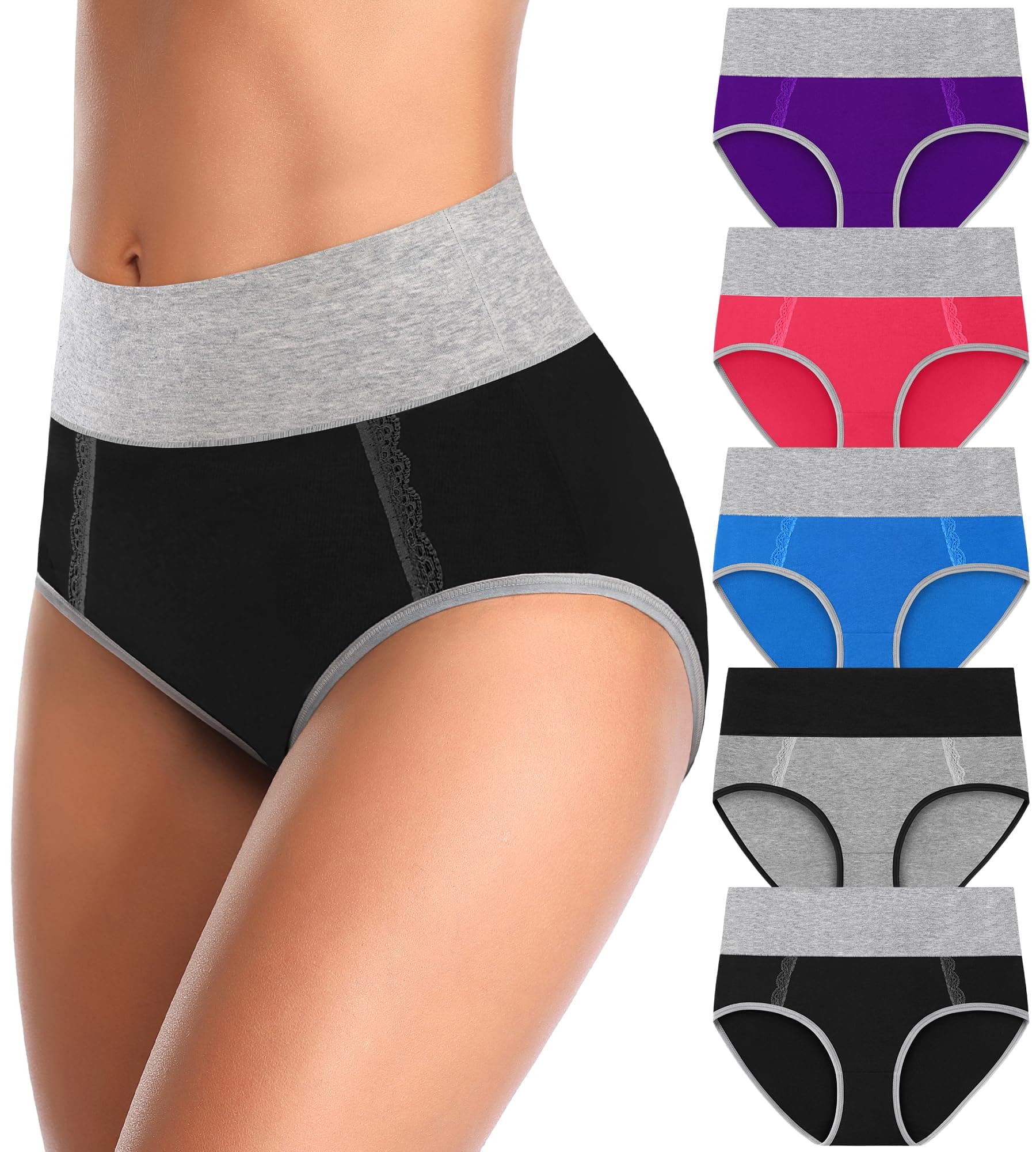 Cotton High Waisted Womens Underwear Soft Stretch Breathable Full Coverage Ladies Panties Multipack
