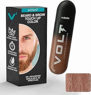 Grooming Temporary Instant Beard Color for Men, Quick Drying Plant-Based Brush On Beard, Hair, Mustache & Eyebrow Color, Safe for Sensitive Skin, Auburn Red, 1 Pack, Up to 35 Applications