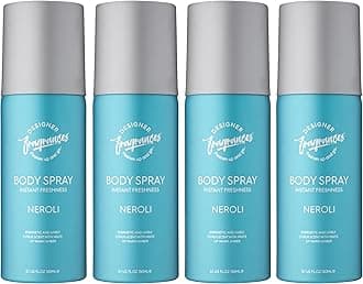 Designer Fragrances 4 Pack Neroli Men's Body Spray Deodorant Cans - For Instant Freshness on The Go - Long Lasting Smell - Great Male Gift Sets - 150ml