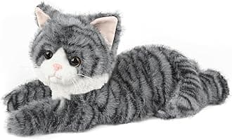 Gray Tabby Cat Stuffed Animals, Microwavable Stuffed Animal Adorable Fluffy Cat Plush for Warmth & Comfort, Heatable & Coolable Lavender Scent Cat Toys, Cute Soft Plushies Cat Gifts for Kids & Adults
