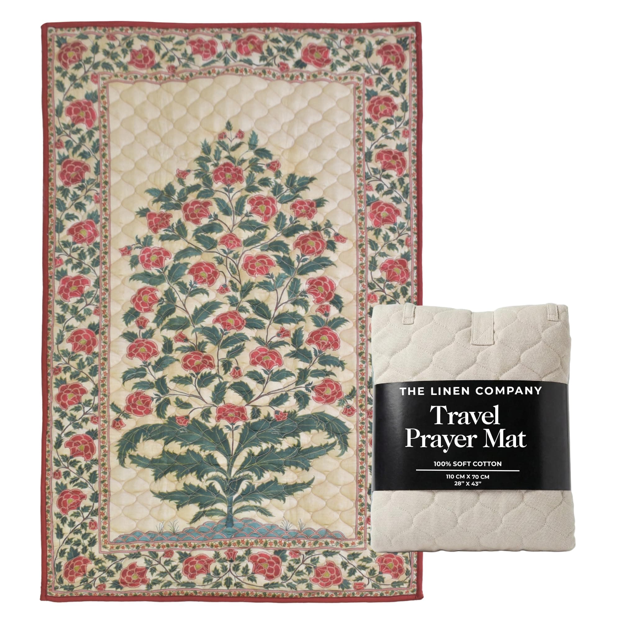 TLC NY Prayer Mat for Men & Women – Thick Padded Foldable Travel Prayer Rug, Portable & Machine Washable, Modern Design for Home, Office & Mosque Use – Ideal Ramadan & Hajj Gift, Crimson