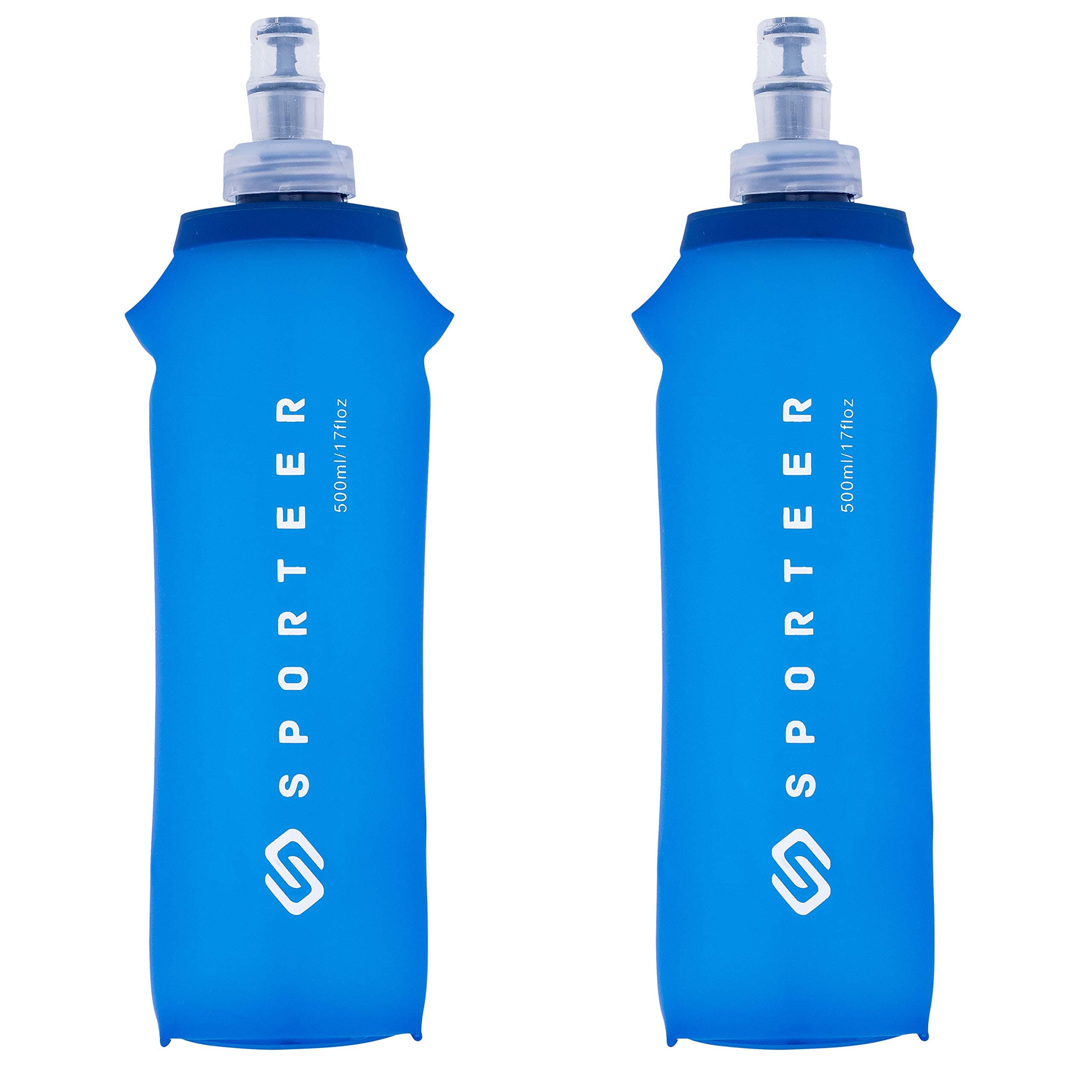 500ml Soft Flask (2-Pack) - Leak-Proof Collapsible Water Bottle for Running Belts, Waist Packs and Handhelds - BPA-Free TPU Folding Bottle for Hiking, Marathons and Travel