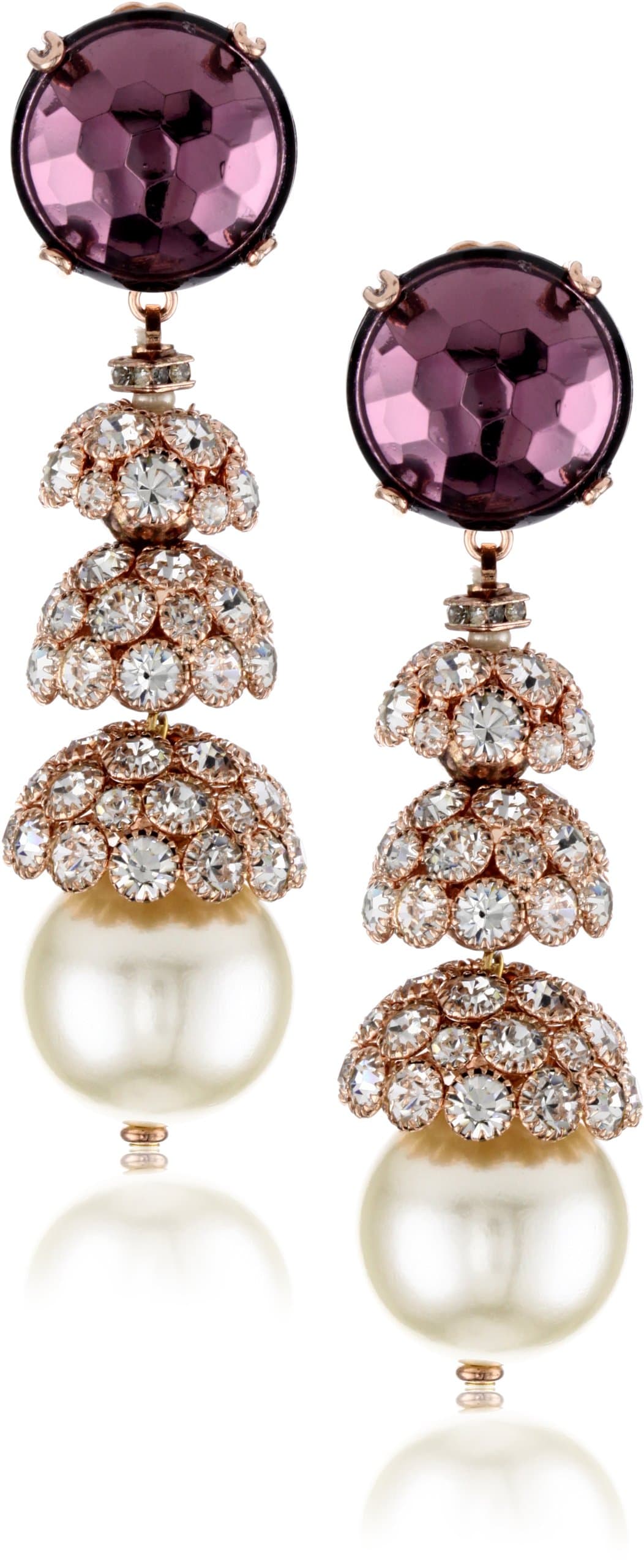 "Victoria" Simulated Pearl Crystal Earrings