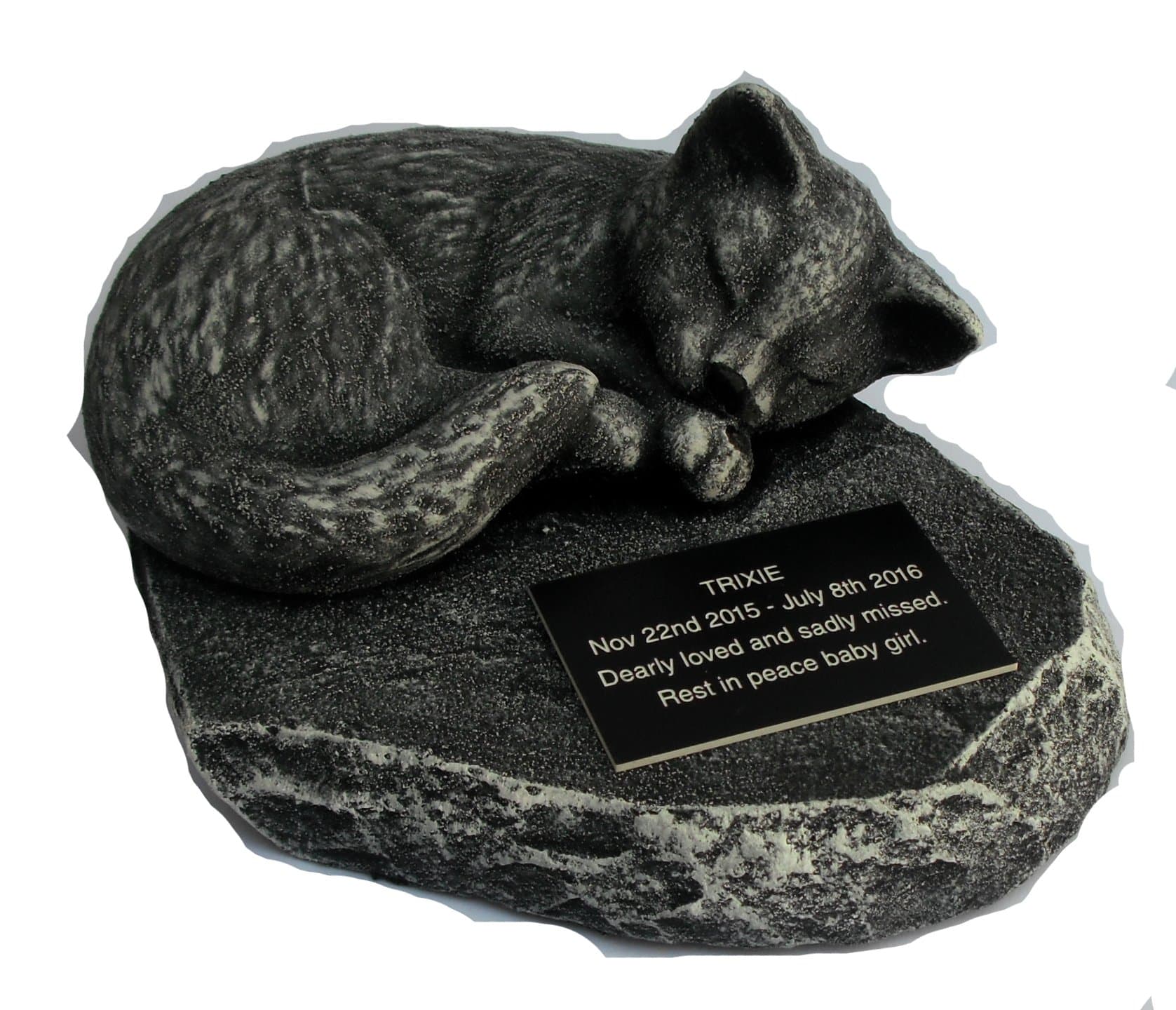 ClassCast Unique hand crafted sleeping CAT MEMORIAL PERSONALISED Rock Stone SYMPATHY PET Grave stone Bereavement (Multi)