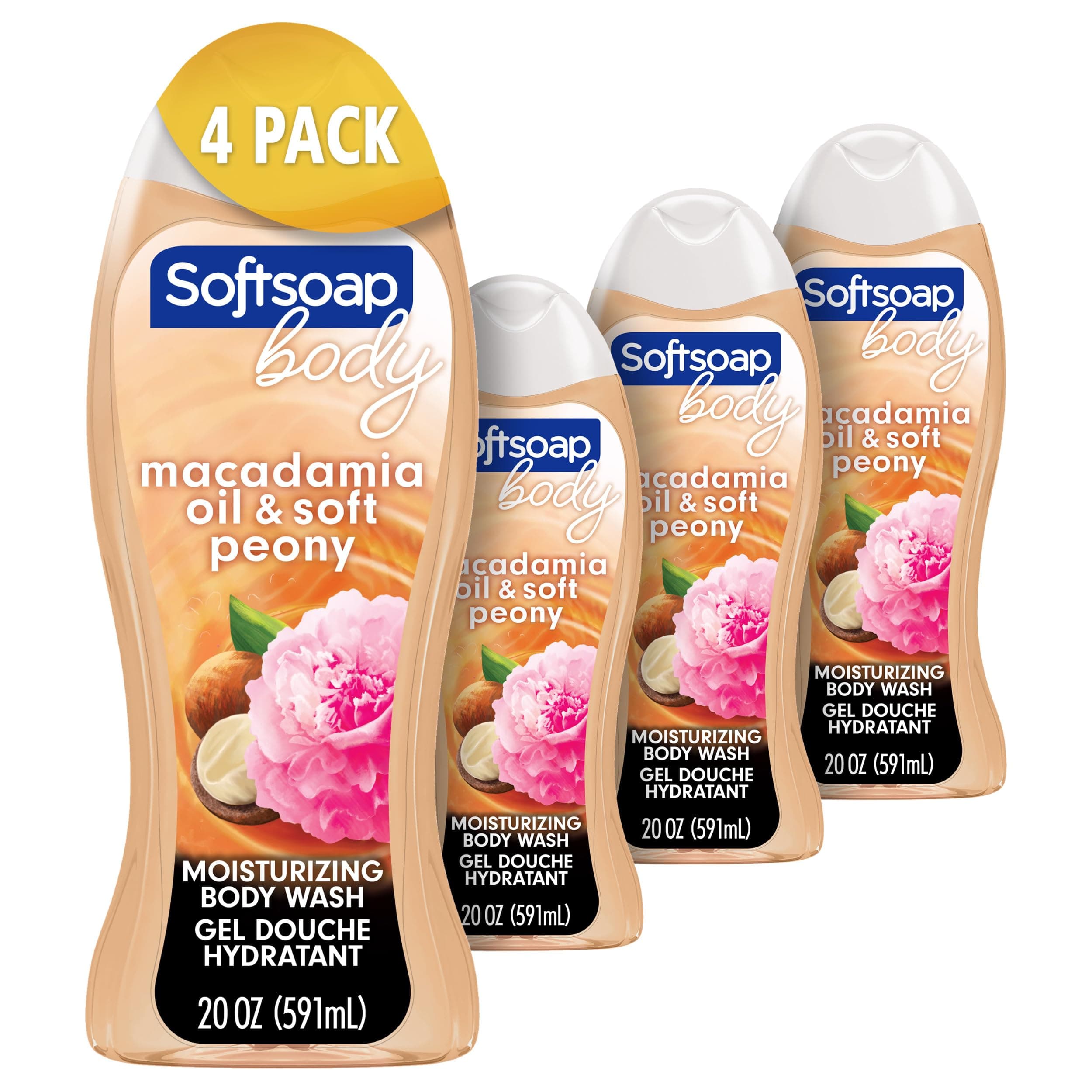 Softsoap Moisturizing body wash, macademia, 20 ounce pump, 20 Fl Oz, 4 Packs
