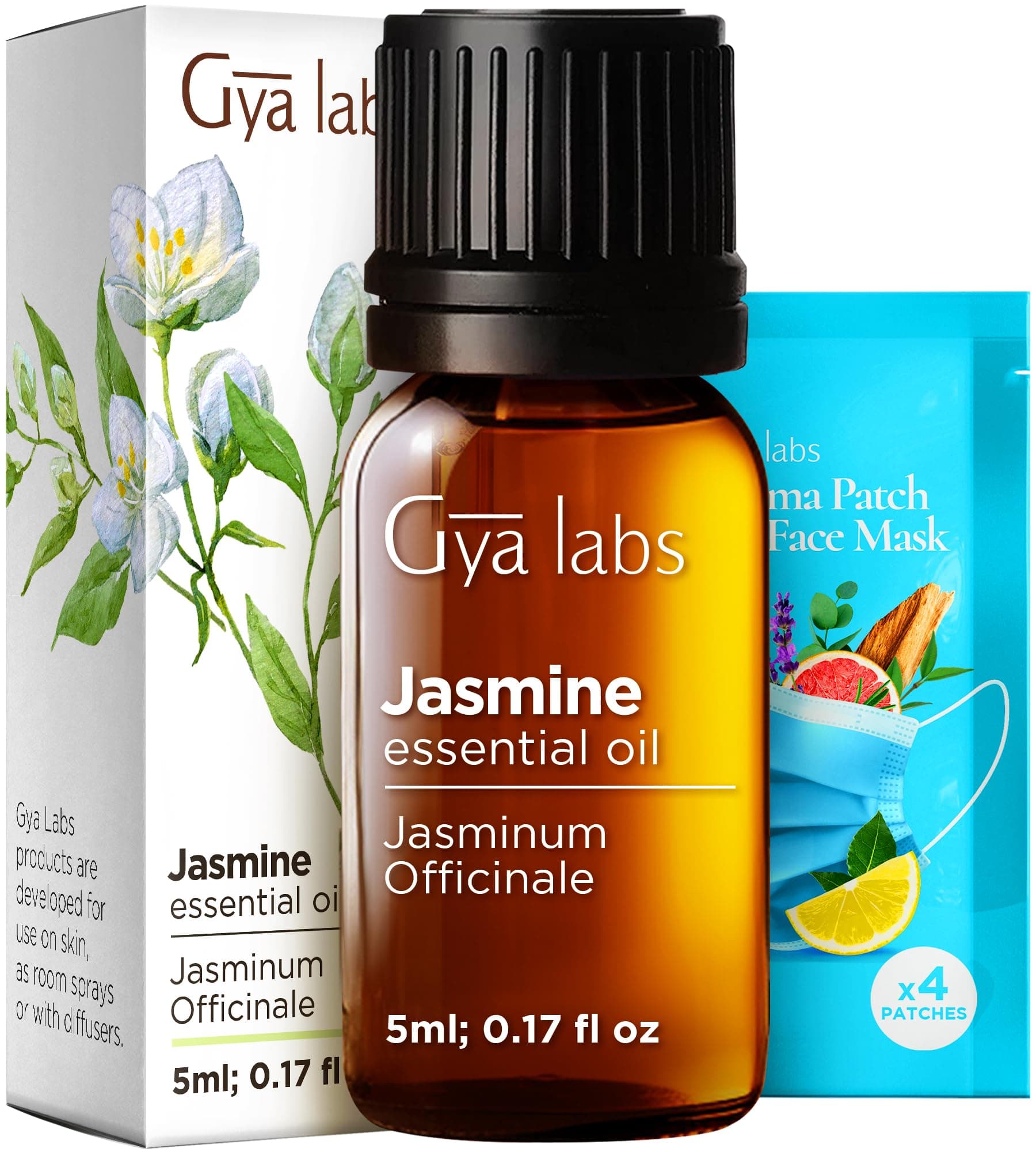 Gya Labs Jasmine Essential Oil for Diffuser - 0.17 Fl Oz - 100% Pure Natural Jasmine Oil for Skin, Hair, Body Massages Aromatherapy, Candle Making - Floral & Alluring Scent