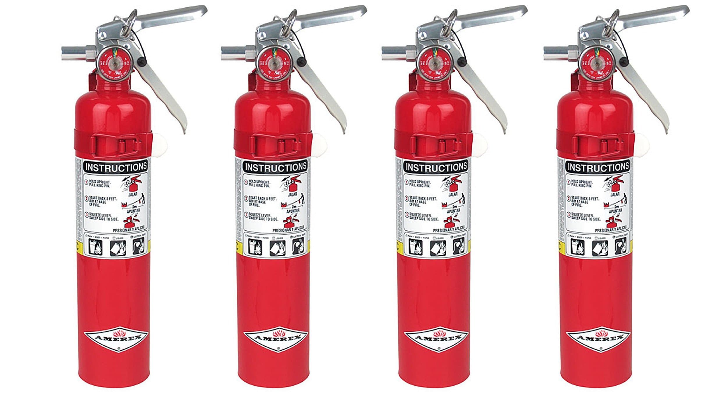B417, 2.5lb ABC Dry Chemical Class A B C Fire Extinguisher, with Wall Bracket (4, 5.25 pounds)
