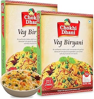 Chokhi Dhani Ready to Eat Veg Biryani, Just Heat and Eat, Microwavable, (Pack of 2, 250g each)