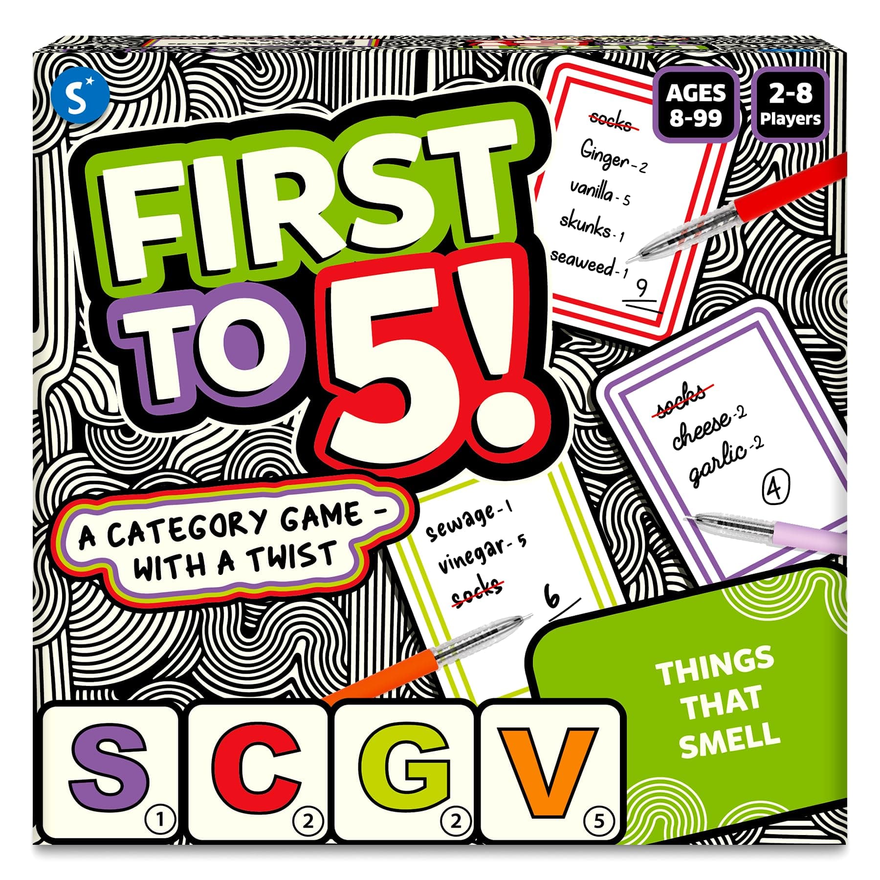 Skillmatics Board & Card Game - First to 5, Category Game with a Twist, Perfect for Parties, Family, Game Night, Quick Thinking, Easter Gifts for Kids, Teens, Adults, Ages 8, 9, 10 & Up, 2-8 Players