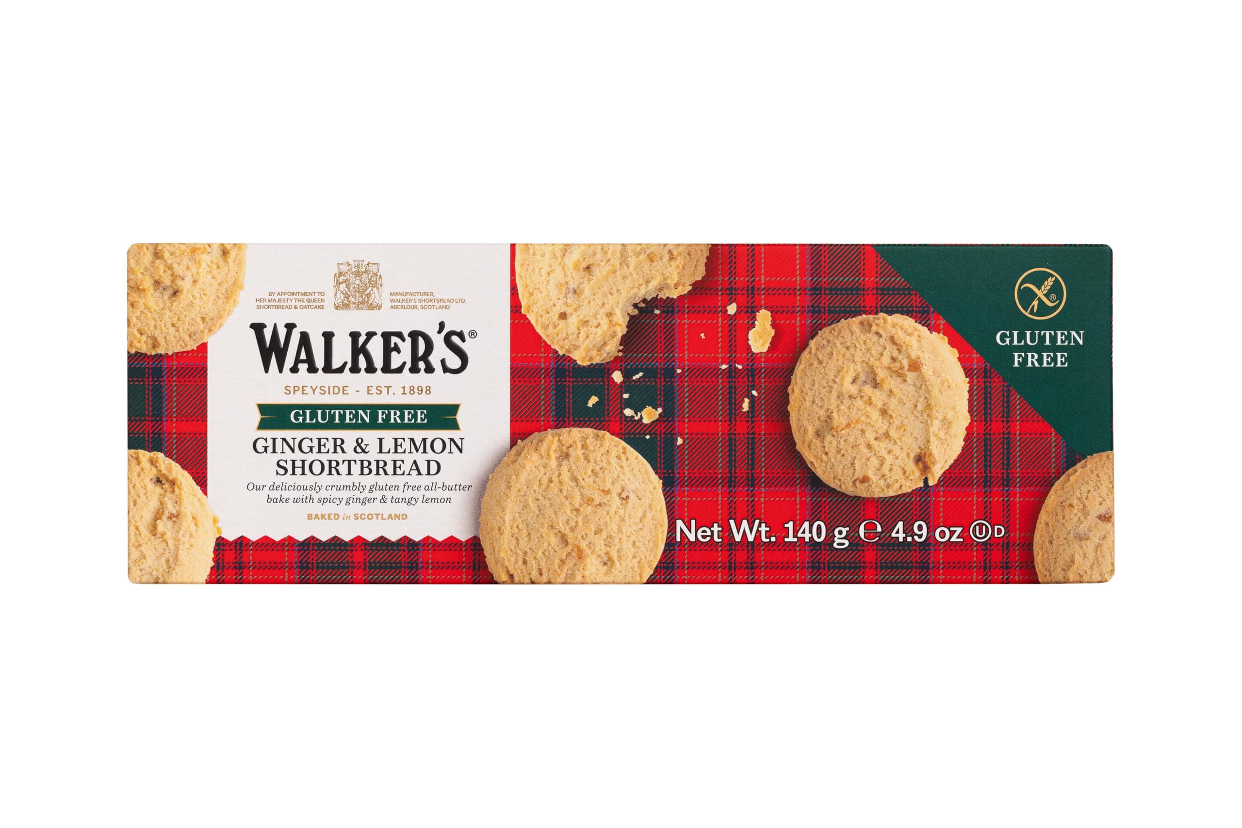 Walkers Shortbread Gluten-Free Ginger and Lemon Shortbread, 4.9 Ounce
