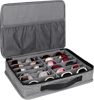 Sunglasses Organizer Case, Adjustable Slots for Multiple Pairs, Travel Eyeglasses Storage Box, Glasses Holder