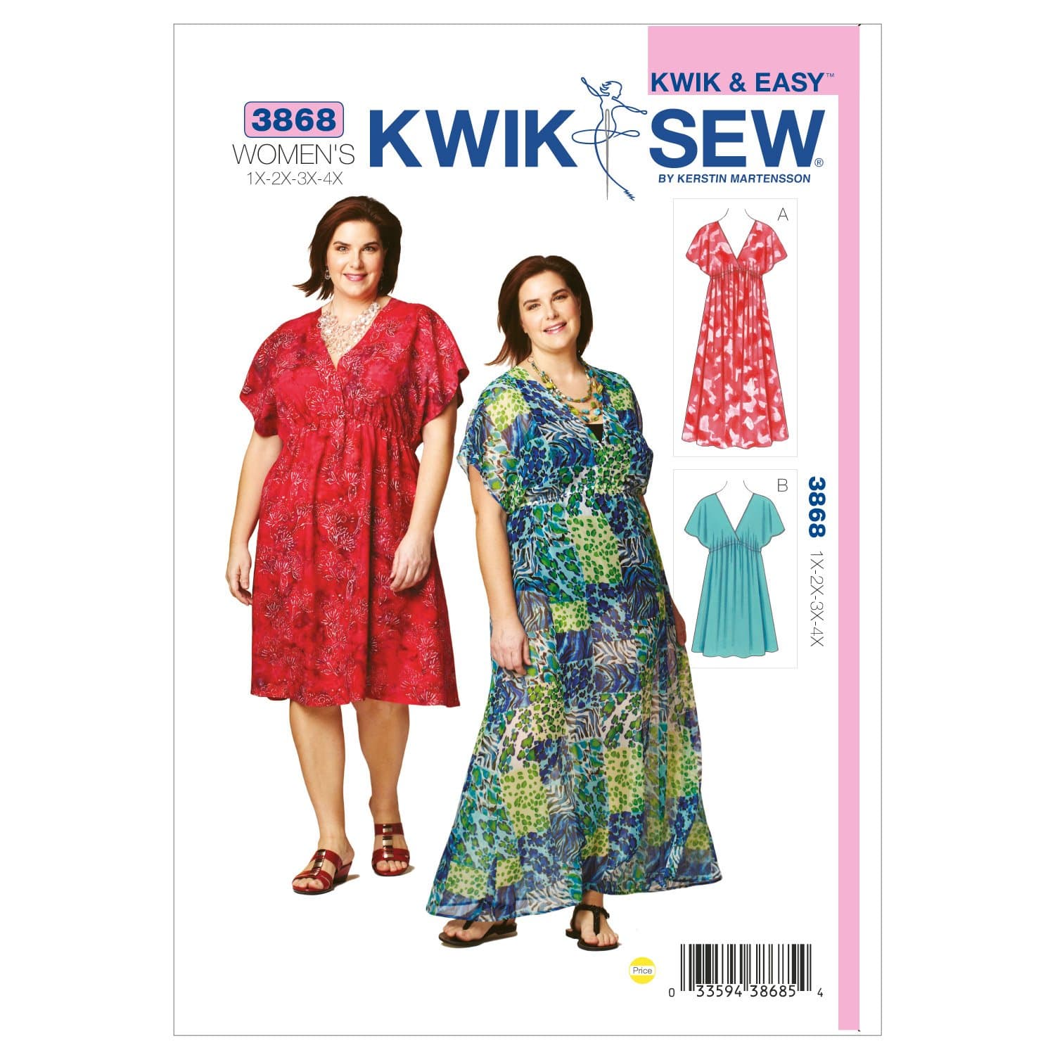 Kwik Sew K3868 Dresses Sewing Pattern, Size 1X-2X-3X-4X