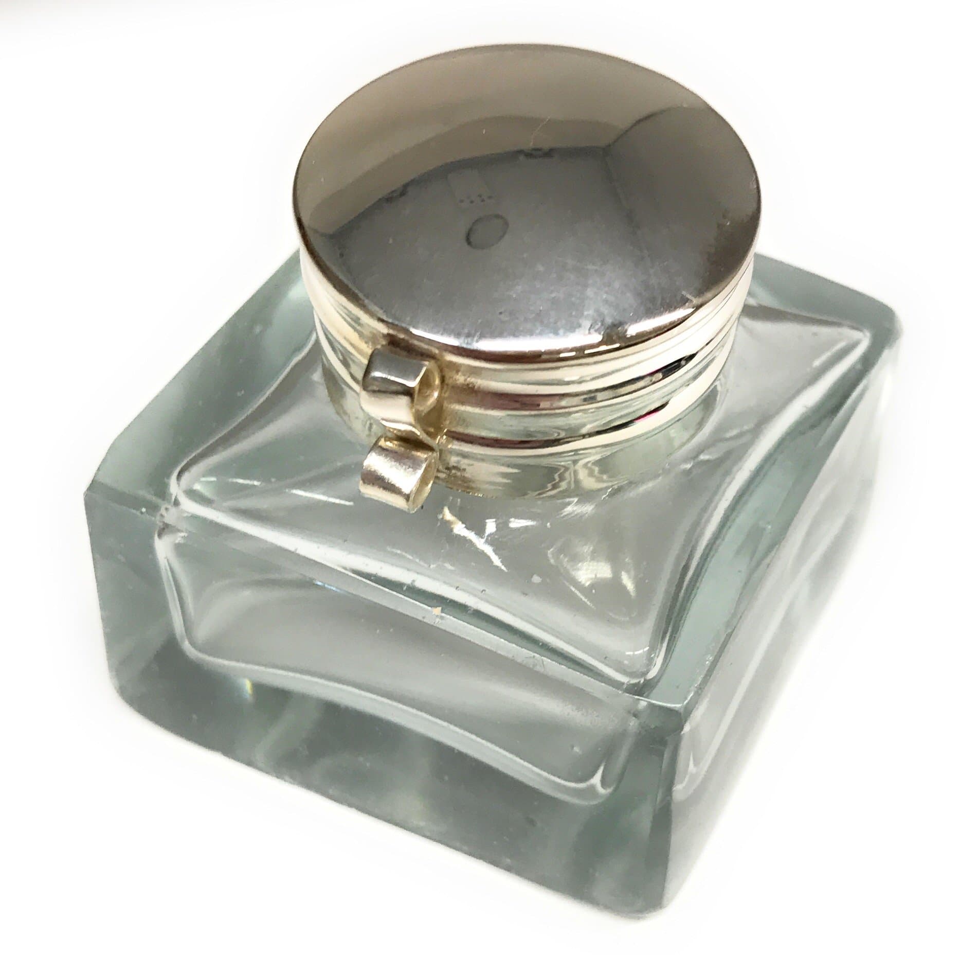 Square Clear Glass Mini Inkwell, 1.75 Inches Square X 1.75 Inches Tall