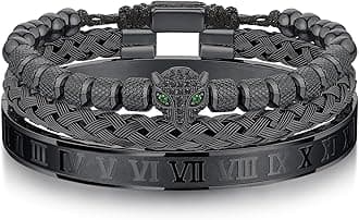 WFYOU3PCS Stainless Steel Bracelets for Men Gold Roman Numeral Bangle Bracelet Twisted Cable Bracelet Adjustable Cuff Bracelet Mens Luxury Jewelry Bracelets Gifts