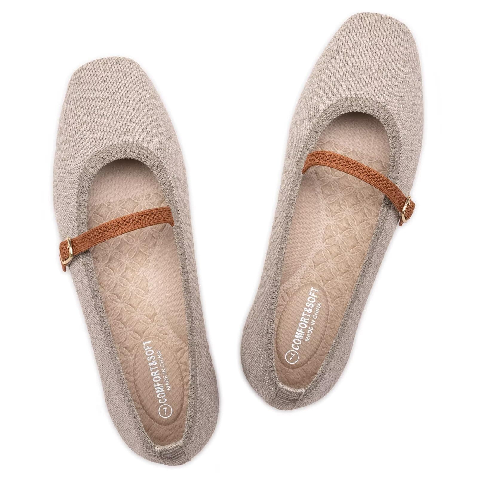 Frank Mully Mary Jane Women Flat Shoes Slip on Square-Toe Washable Shoes Comfortable for Dressy and Work with Ankle Strap