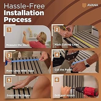 Avana Modern Acoustic Wood Wall Panels – 94.4 X 12.6 Inch Walnut Acoustic Panels Set of 1 – Wall Panels For Interior Wall Decor For Homes, Offices, Studios – Sturdy And Durable Wood Panels For Wall