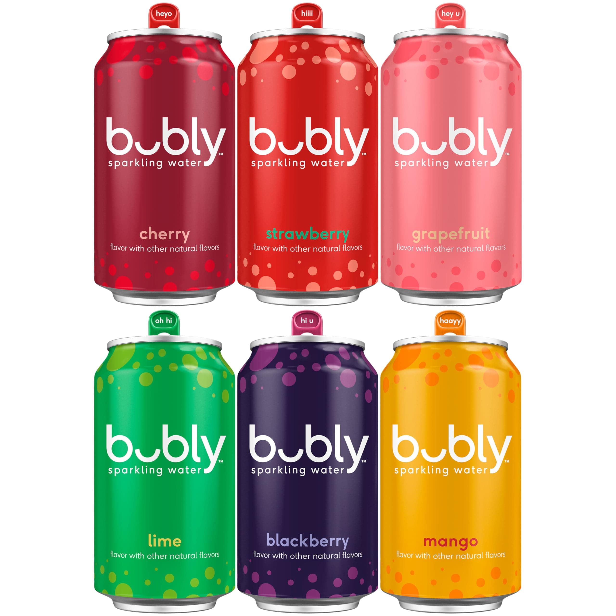 Bubly bubly 6F 18pk VP (Blackberry, Lime, Cherry, Grapefruit, Strawberry, Mango) 6FL Sampler VP, 12 Fl Oz (Pack of 18), 216 Fl Oz