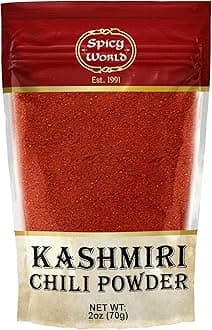 Spicy World Kashmiri Chili Powder 2 Ounce bag | All Natural Low Heat, Red Chili Powder - Red Pepper Powder