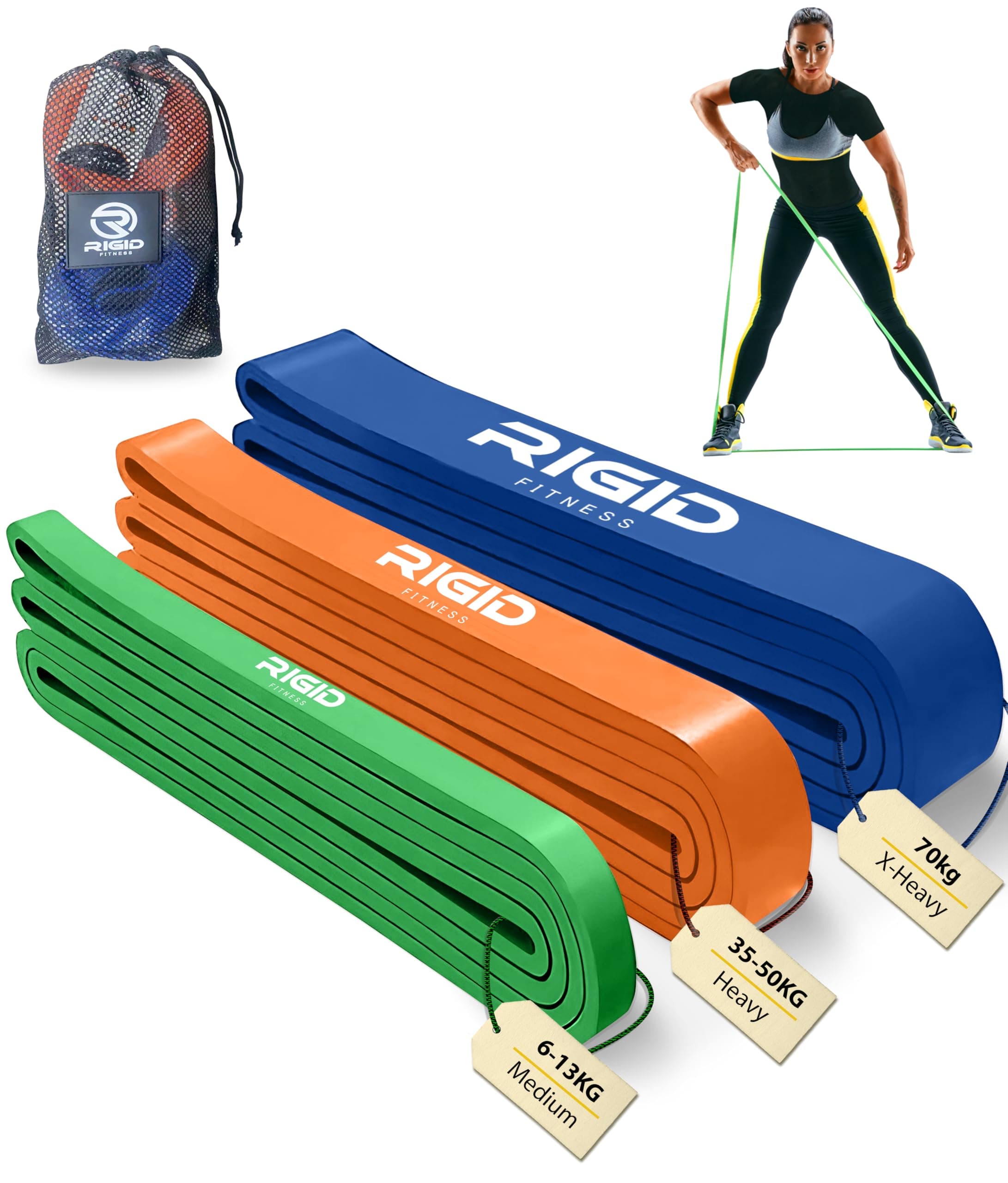 Resistance Bands Set - Heavy Duty Rubber Bands, Pull up Assistance bands, Stretching bands, Exercices Bands for Bodybuilding Workout and Home Workout- 3 Levels (Light, Medium & Hard)