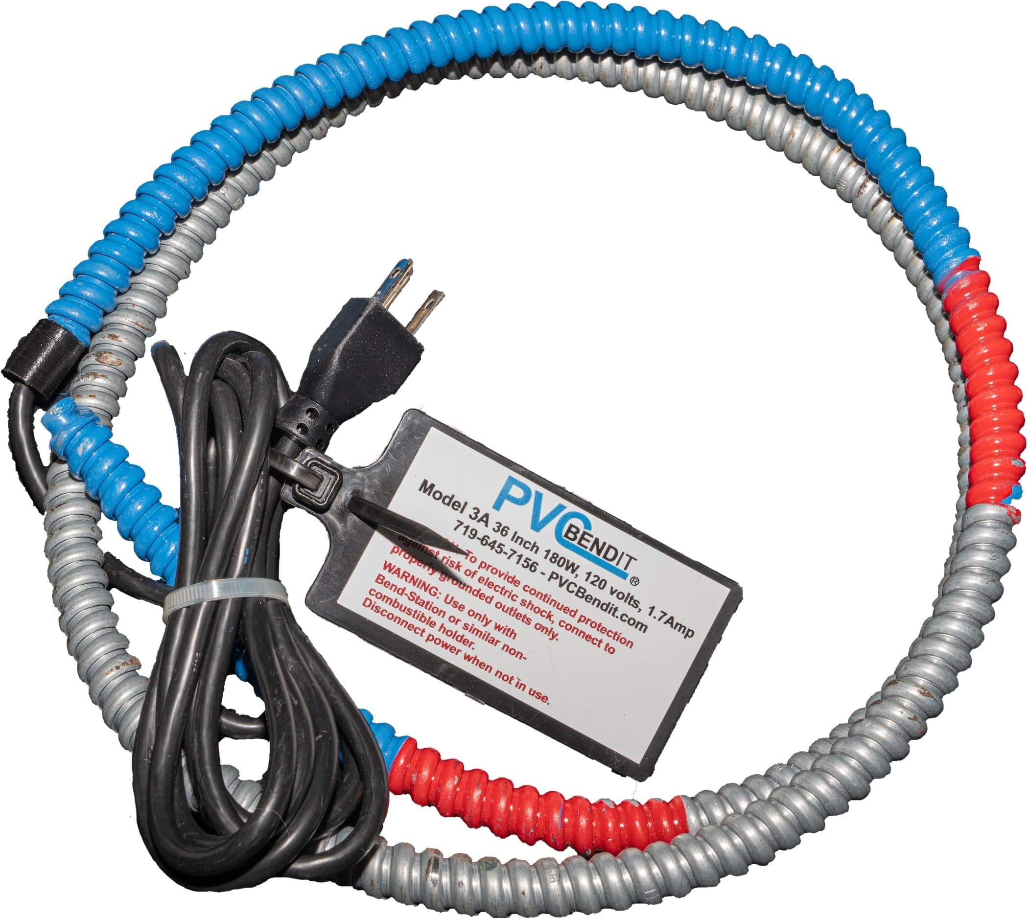 PVC Bendit PVC Pipe Heater/Bender 3A For bending an 3' Bend in 1/2" ID or larger Sched 40 PVC Pipe - 5/8" Sched 80. Fits entirely inside pipe