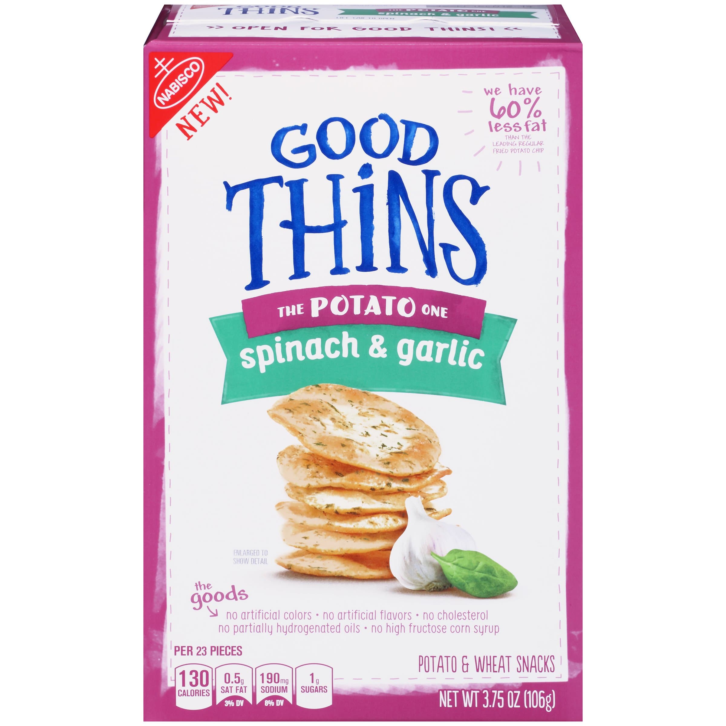 Good Thins: The Potato One - Spinach & Garlic Crackers, 3.75 Ounce