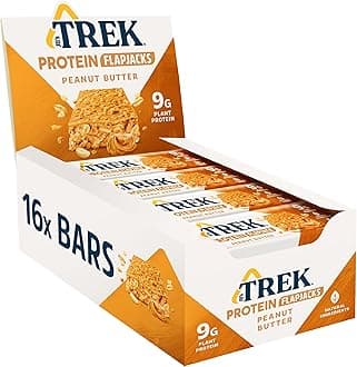 JB's Trek High Protein Flapjack Peanut Butter - Gluten Free - Plant Based - Vegan Snack - 50g x 16 bars