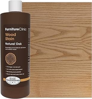 Wood Stain, 500 ml, Natural Oak Colour Furniture Clinic – Just 1 Application, Water, Quick Drying, Non-toxic, Safe, Professional – for Outdoors and Indoors, Furniture, Cabinets, Decking