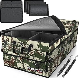 FORTEM Car Boot Organiser, Collapsible Multi Compartment SUV Organizer, Foldable Storage for Car Accessories for Women Men, 600D Oxford, Non Slip Bottom, Securing Straps, Soft Cover (85L)