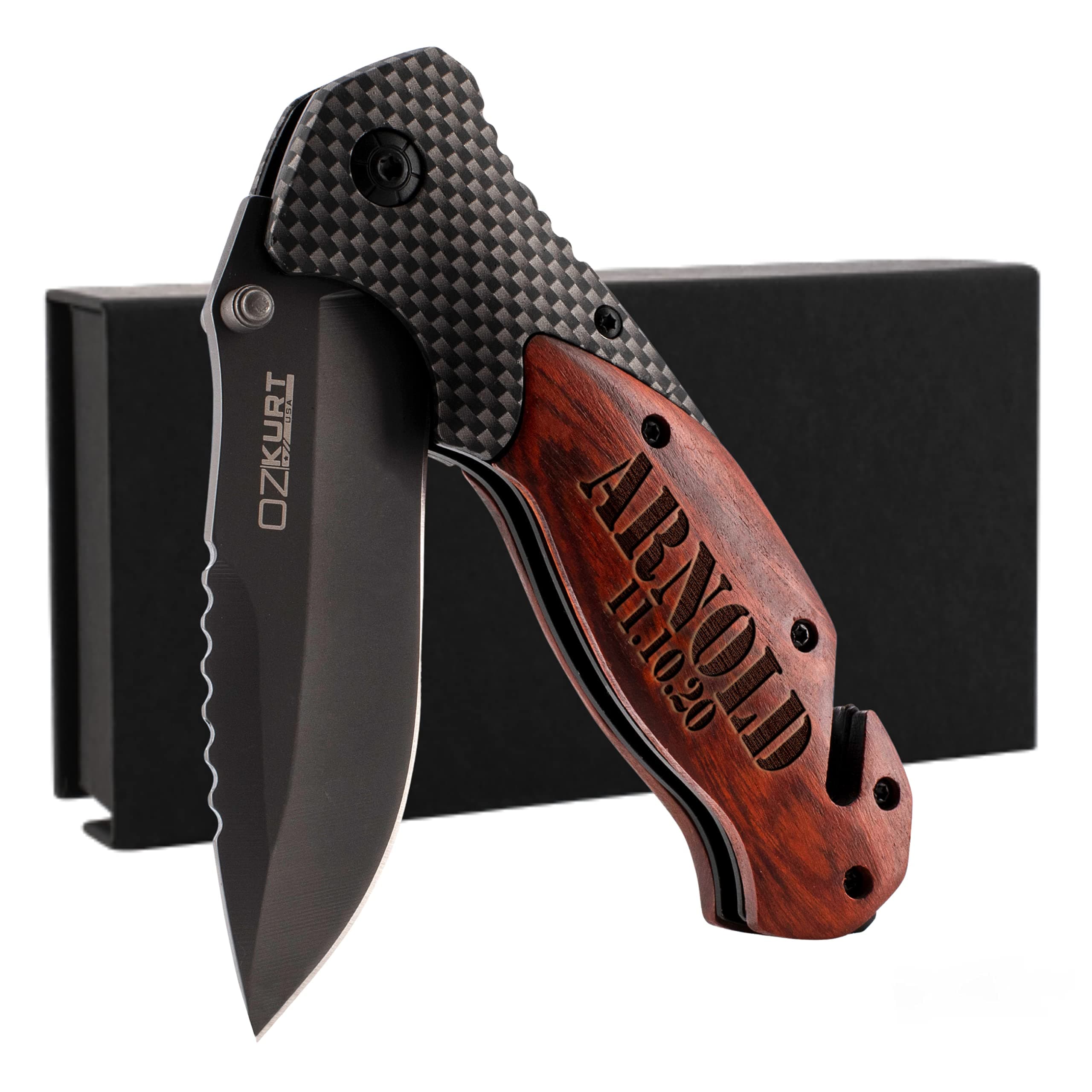 - Gifts For Men, Personalized Pocket Knife w Name or Text, 20 Elegant Font, Custom Pocket Knife