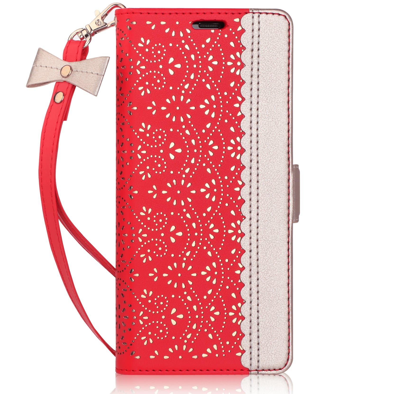 Galaxy S9 Plus Case,Galaxy S9 Plus Wallet Case, WWW [Luxurious Romantic Carved Flower] Leather Wallet Case with [Inside Makeup Mirror] and [Kickstand Feature] for Samsung Galaxy S9 Plus Red