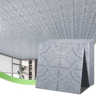 Drop Ceiling Tiles 2x2, Glue-up Ceiling Panel, Fancy Classic Style in Gray