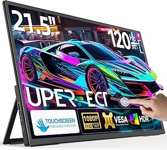 21.5” 120HZ Touchscreen Portable Monitor w/Kickstand & VESA, Large Portable Gaming Monitor with HDMI Type C, External Display for Laptops, Steamdeck, Mac-Book, Phones, Mini PC