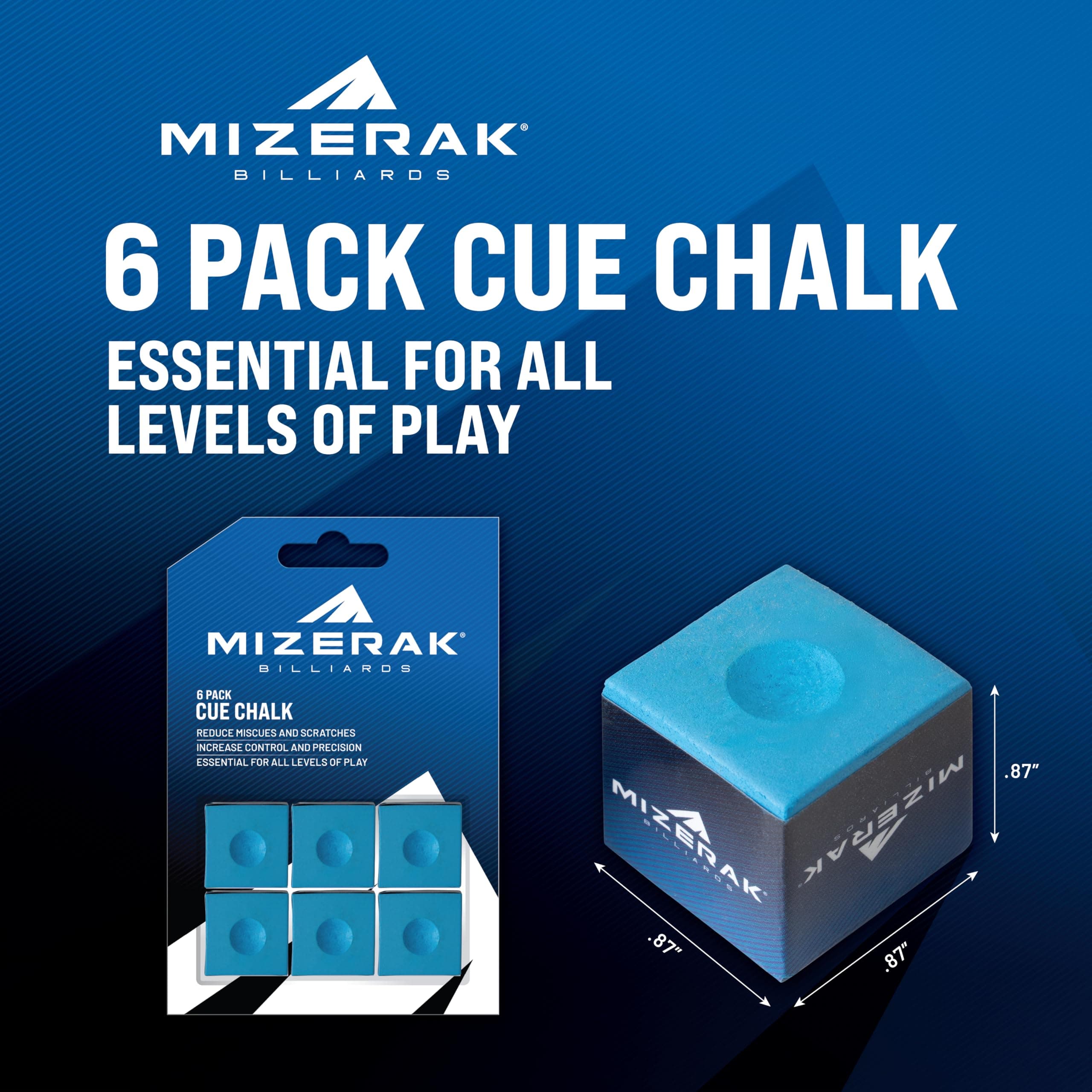 Mizerak Tournament-Grade Cue Chalk – 6 Pack – Pool Chalk Cubes for Accuracy, Cue Ball Control, and Reduced Miscues – Must-Have Pool Accessory