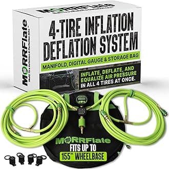 MORRFlate Quad+ 4 Tire Inflation & Deflation System – 800D Braided Hose – Fits Up to 155" Wheelbase – Manifold, Digital Gauge & Storage Bag Included (Hose Kit Only, No Compressor)