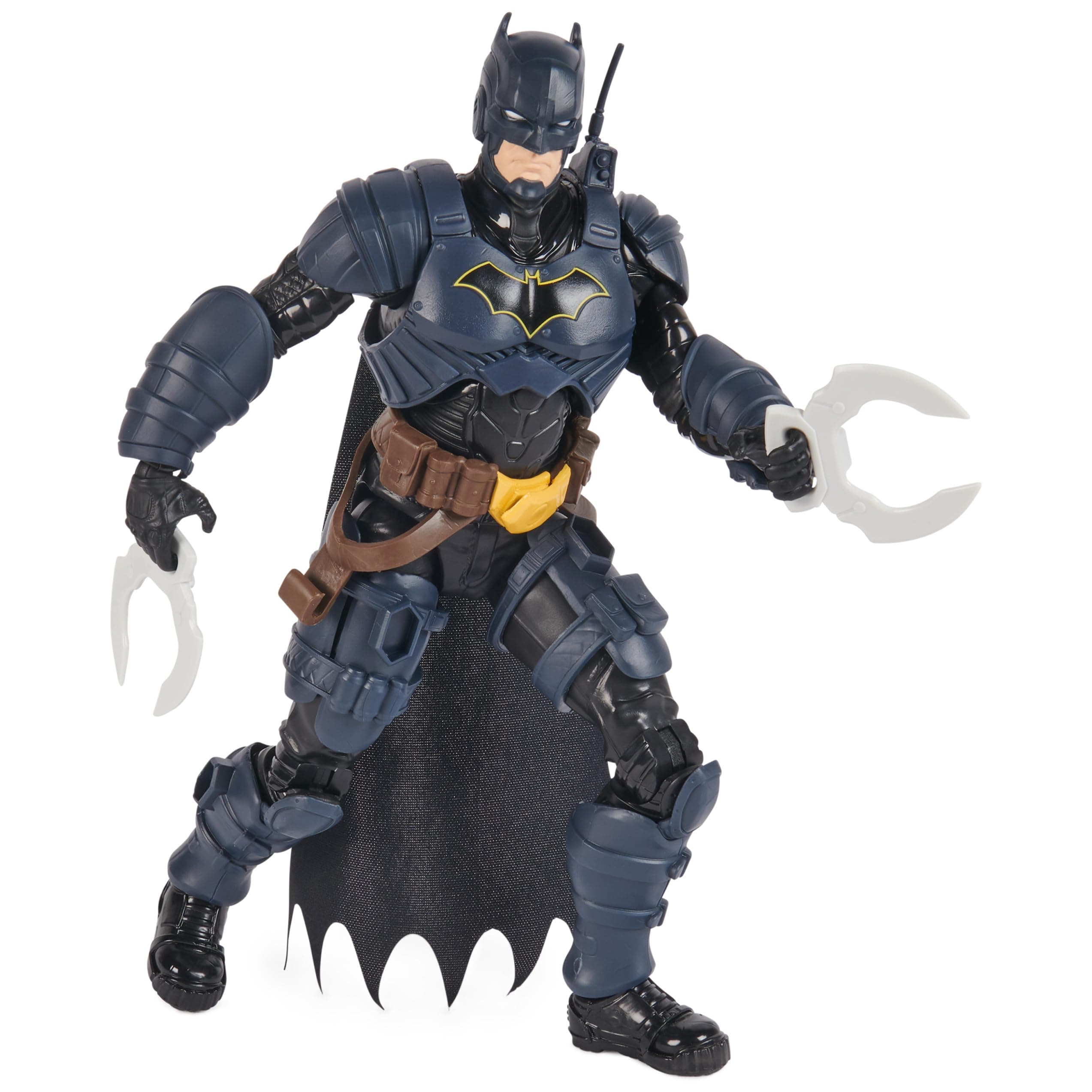 DC Comics 6067399 Adventure Batman Action Figure with 16 Armor Accessories, 17 points of articulation, 12" Superhero Kids Toy for Boys and Girls, Black