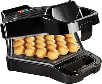 CucinaPro Bubble Waffle Maker - Electric Non-Stick Hong Kong Egg Waffle Iron Gripper with LED Indicator Light - Ready to Get Ready in Less than 5 Minutes - Includes Free Recipe Guide, Makes Delicious Waffle Ice Cream Cone, Gift Standard Black