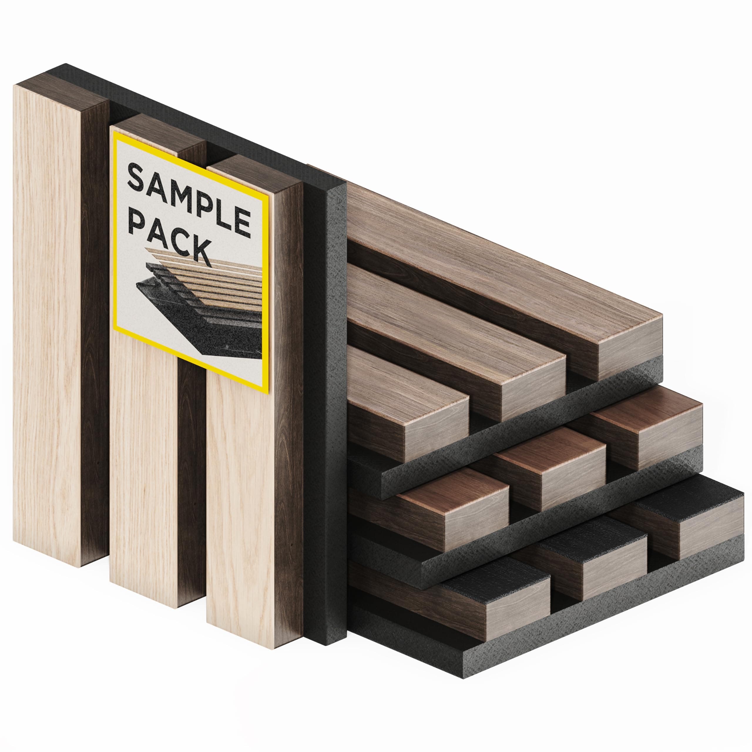 Samples-Pack Acoustic Slat Wall Panels - Soundproof Wood Paneling for Interior Decor