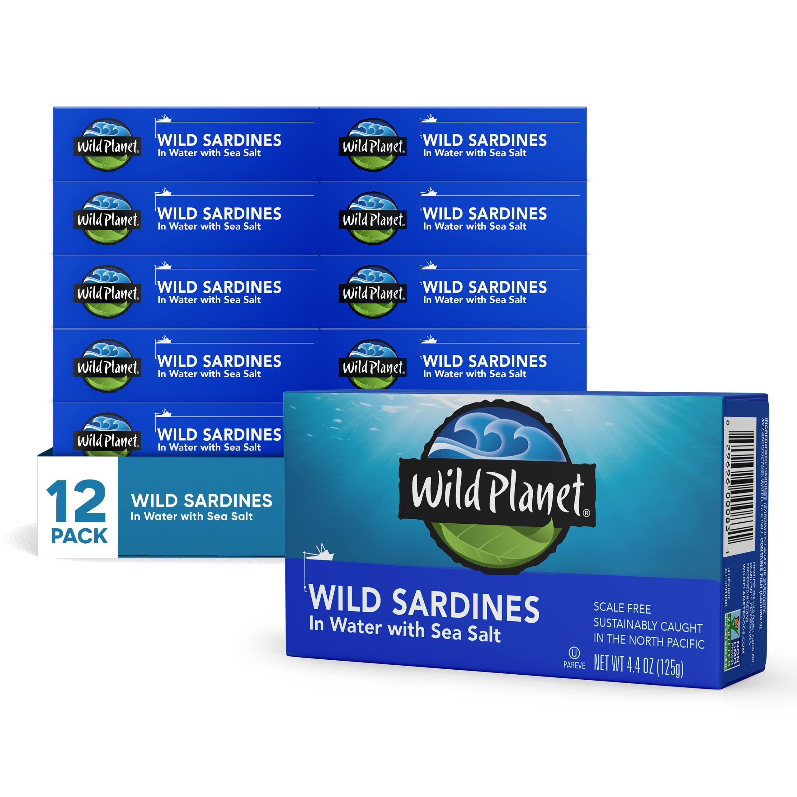 Wild Planet Wild Sardines in Spring Water, 4.375 Ounce Tin (Pack of 12)