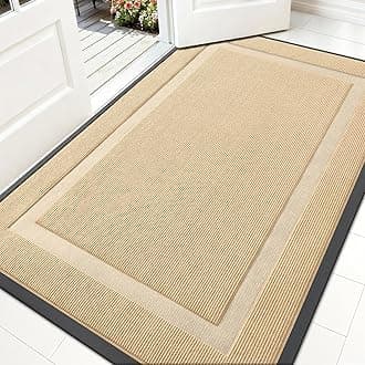 OLANLY Front Door Mat Indoor Outdoor Entrance, Waterproof All-Season, All-Weather Doormat, Sturdy Natural Rubber, Fade Resistant, Low Profile, Easy Clean Patio Porch Entryway Mat, 59x35, Beige