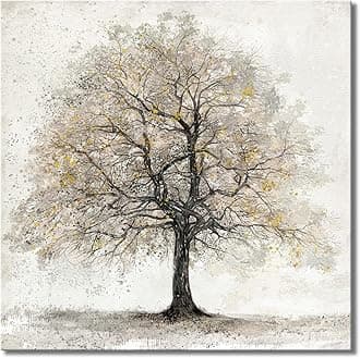 Tree Wall Art Decor Painting Pictures Print On Canvas, Brown Tree Framed Canvas Wall Art for Home Decoration Living Room Bedroom Artwork