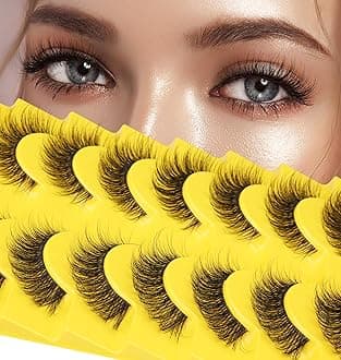 False Eyelashes Russian Strip Lashes D-Curly Wispy Natural Look zanlufly Lashes Like Eyelash Extension Volume Transparent Band Cat Eye Fake Eyelashes Pack