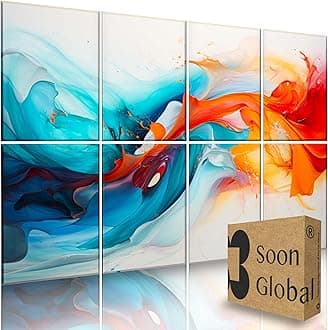 Soon Global 8-Pack Acoustical Wall Panels, Soundproof Wall Panels,48 X 32 Inches Art Acoustic Panels, Decorative Acoustic Panels, Acoustic Wall Panels, Sound Absorbing Wall Art, Whirling Tones