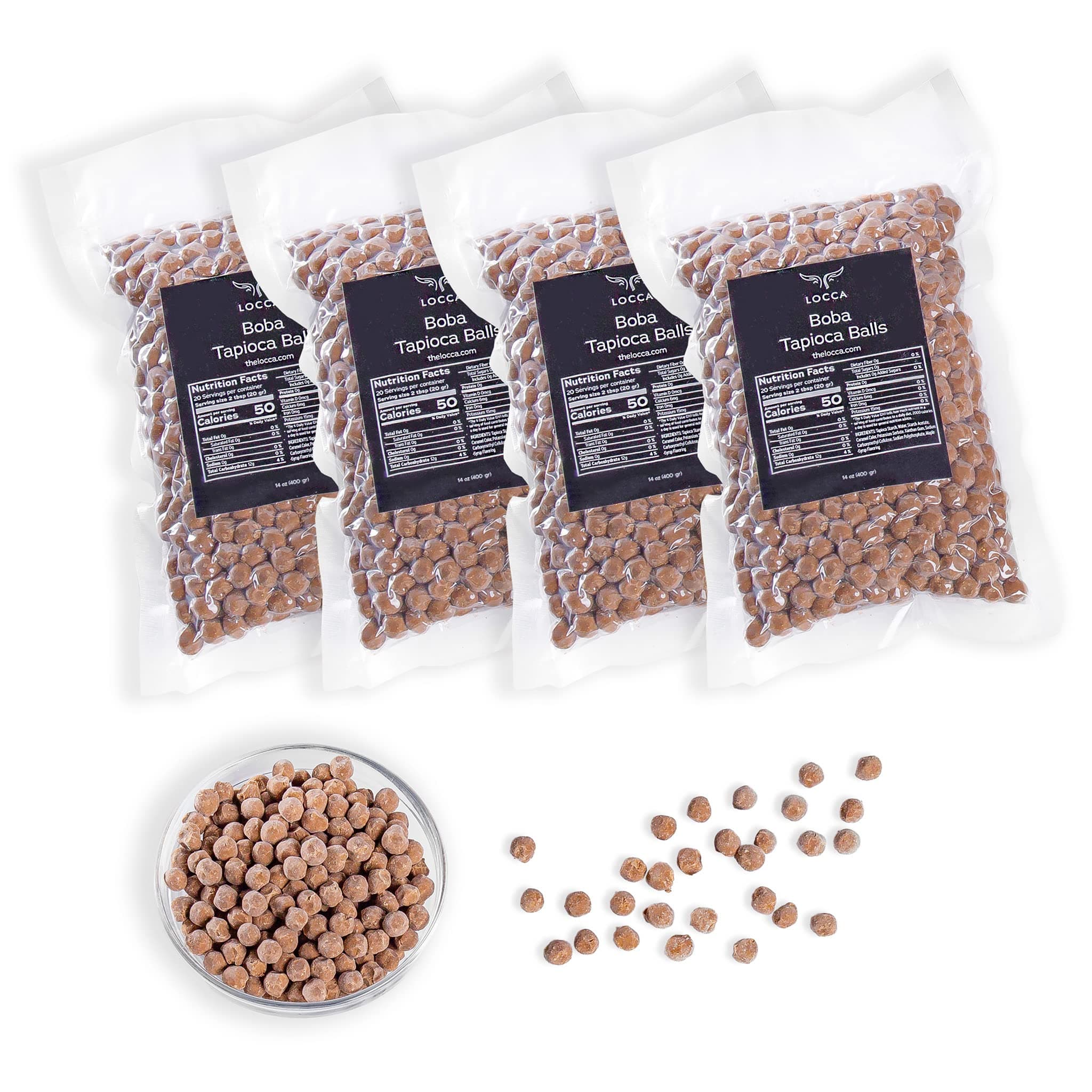 Premium Boba Pearls Tapioca Pearls for Bubble Tea Boba Balls for Drinks - (4 Bags - 56oz)
