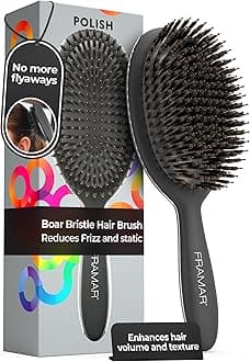 FRAMAR Boar Bristle Hair Brush - Boar Brush For Women, Slick Back Soft Bristle Hair Brush, Slick Back Brush, Hairbrushes For Women