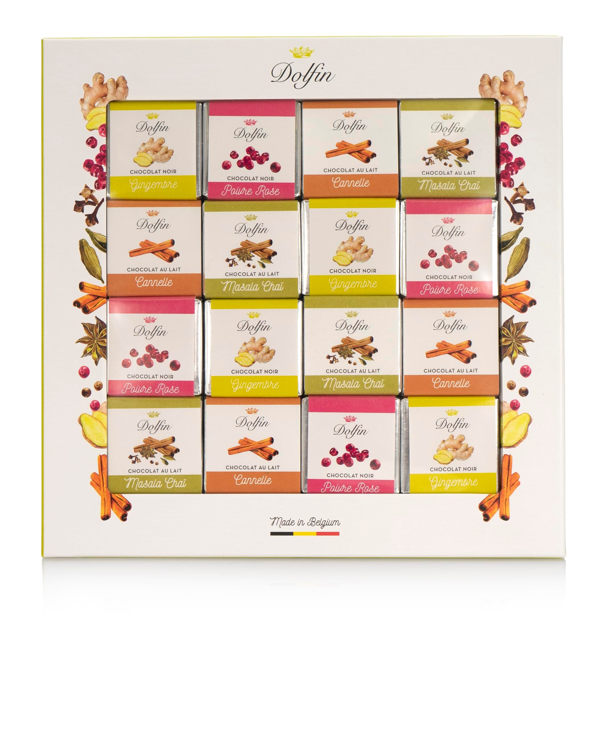 Dolfin Belgian Chocolate Spice Assortment 48pc Box, 7.6oz/216g