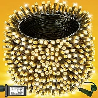 Decute 300LED Christmas String Lights Outdoor Waterproof 105FT UL Certified with End-to-End Plug 8 Modes, Warm White Indoor Starry Fairy Lights for Christmas Tree Patio Garden Wedding Party Decor