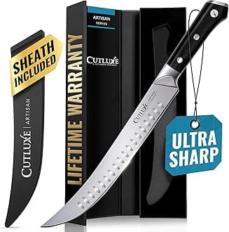 Cutluxe Butcher Knife – 10″ Cimeter & Breaking Knife – Forged High Carbon German Steel – Full Tang & Razor Sharp – Ergonomic Handle Design – Artisan Series
