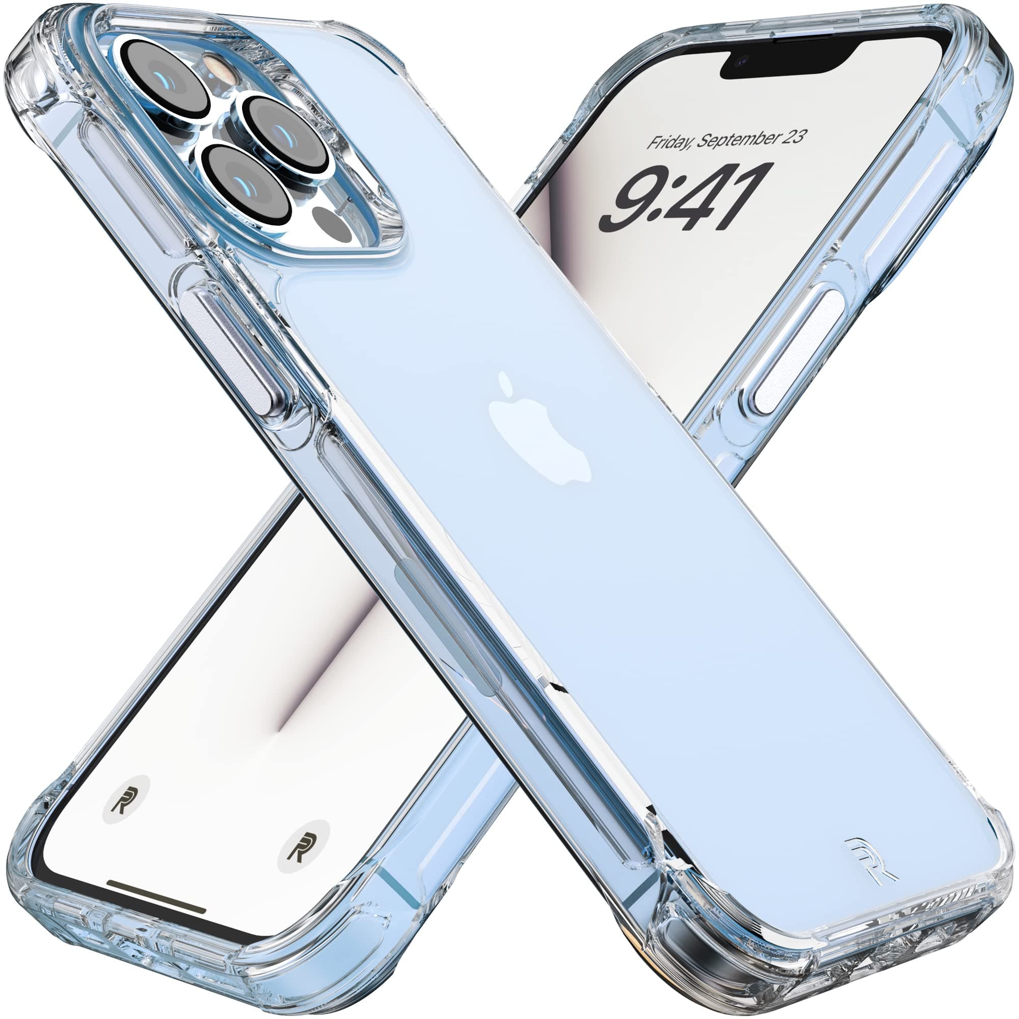 Phone REBEL Clear iPhone 13 Pro Case [Crystal Series Gen-3] Non-Yellowing, Anti-Scratch UV Layer, Protective Shockproof Bumpers, Metal Buttons, Slim Fit Grip, 6.1 Inch 2021 (Crystal Clear, No MagSafe)